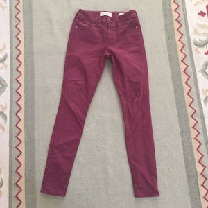 Maroon High Rise Skinny Jeans